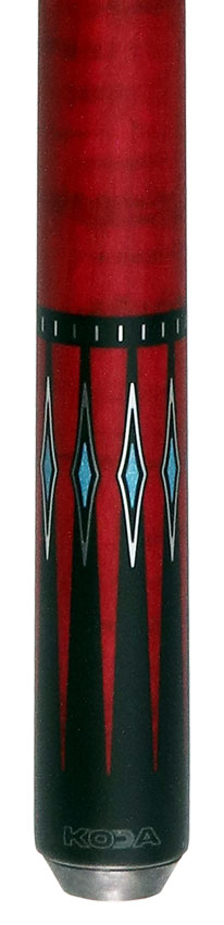 KODA Black-Painted Maple with Red Graphic Points and Inlays No Wrap Pool Cue - KD55RD