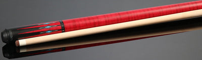 KODA Black-Painted Maple with Red Graphic Points and Inlays No Wrap Pool Cue - KD55RD