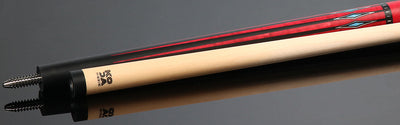 KODA Black-Painted Maple with Red Graphic Points and Inlays No Wrap Pool Cue - KD55RD