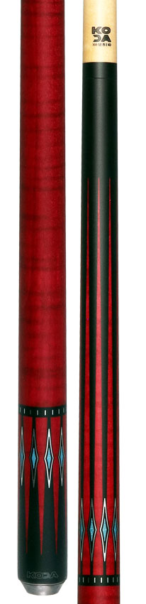 KODA Black-Painted Maple with Red Graphic Points and Inlays No Wrap Pool Cue - KD55RD