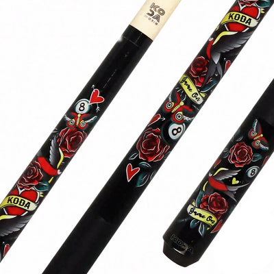 KODA Eightball and Hearts Graphic Pool Cue - KDV20