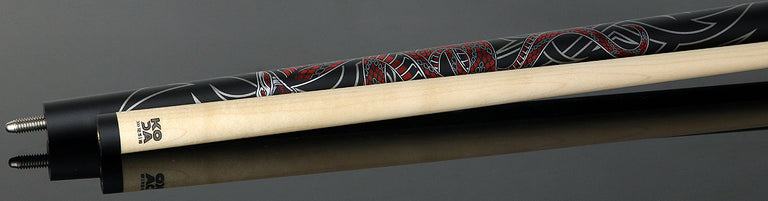 KODA Black with Red Cobra Graphic Pool Cue with Linen Wrap - KDV40BK