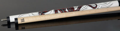KODA White with Red Cobra Graphic Pool Cue with Linen Wrap - KDV40WH