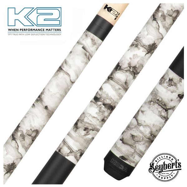 K2 KL101 White Smoke Matte Graphic Pool Cue with K2 LD 12.5mm