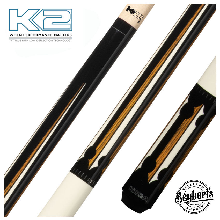 K2 KL130 Black/White and Bocote Graphic Pool Cue with 12.50mm K2