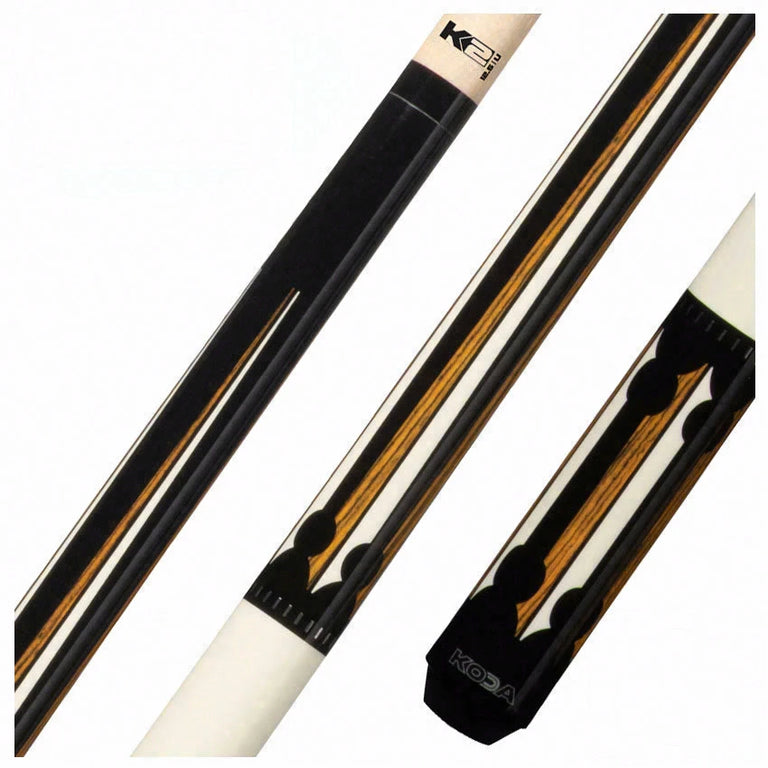 K2 KL130 Black/White and Bocote Graphic Pool Cue with 12.50mm K2 LD Shaft - KL130