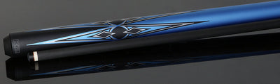 K2 Matte Metallic Blue with Silver and Black Graphic Pool Cue with 11.75mm RK Carbon Fiber Shaft  Shaft
