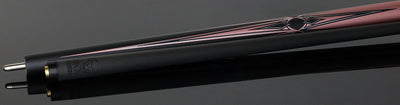 K2 Matte Metallic Pink with Black and Silver No Wrap Pool Cue with 12.65mm RK Carbon Fiber Shaft