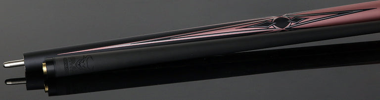 K2 Matte Metallic Pink with Black and Silver No Wrap Pool Cue with 12.65mm RK Carbon Fiber Shaft