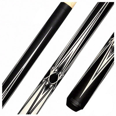 K2 KL160 Black/White/Silver Matte 4 Point Graphic Pool Cue with 11.75mm K2 LD Shaft - KL160