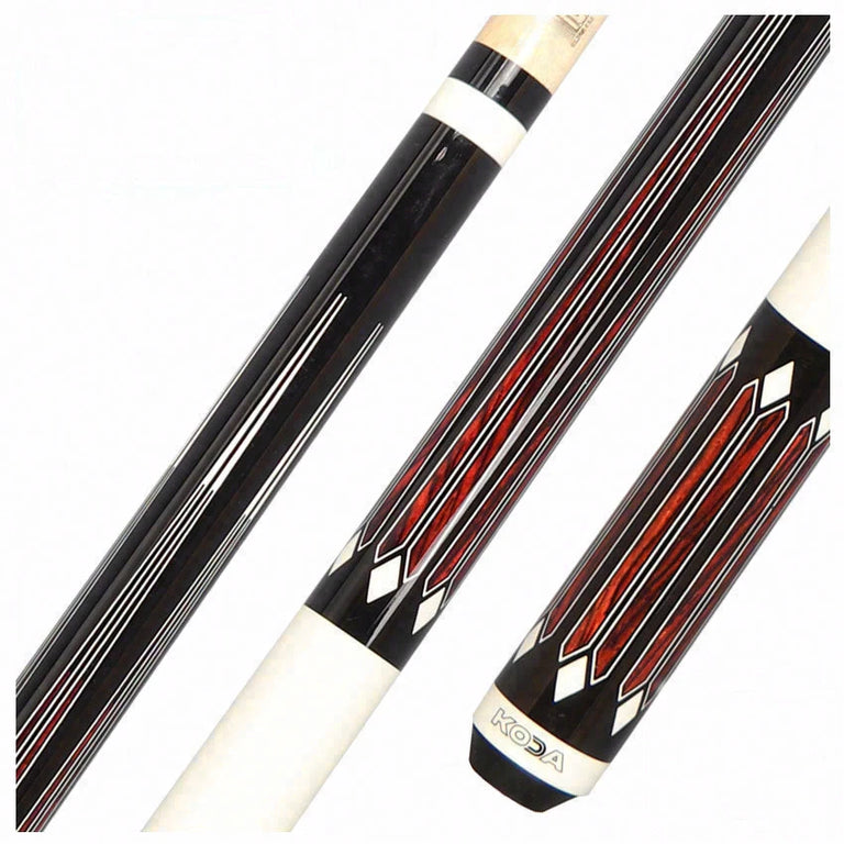 K2 KL161 6 Point Cocobolo Black And White Graphic Pool Cue with 11.75mm LD Shaft - KL161