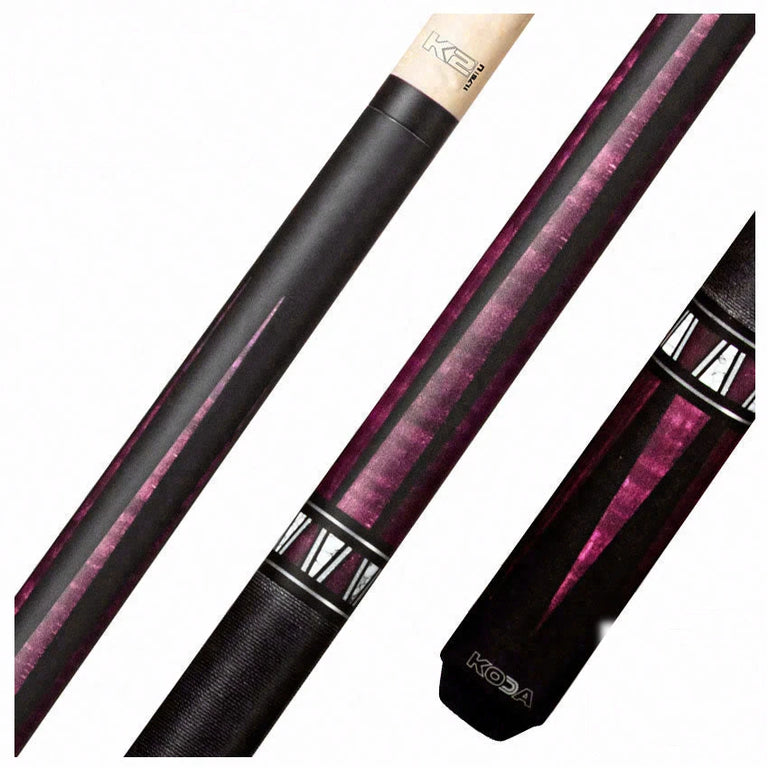 K2 KL170 4 Point Matte Black And Purple Graphic Pool Cue with 11.75mm LD Shaft - KL170