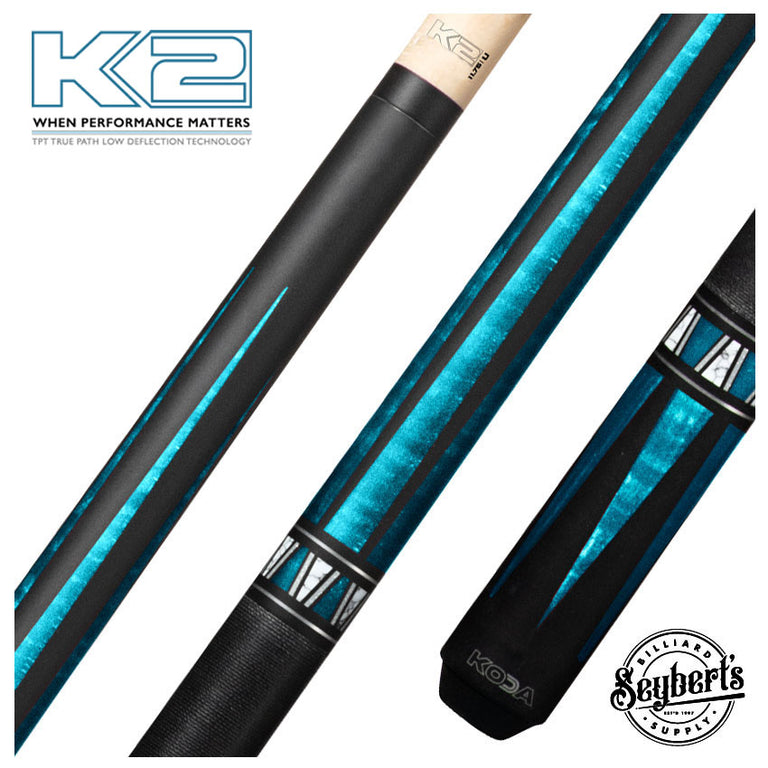K2 KL172 4 Point Matte Black And Teal Graphic Play Cue W/ 11.75mm LD Shaft