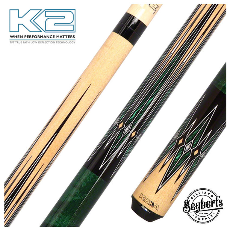 K2 KL180 8 Point Natural/Green/Black Graphic Play Cue W/ 12.50mm LD Shaft
