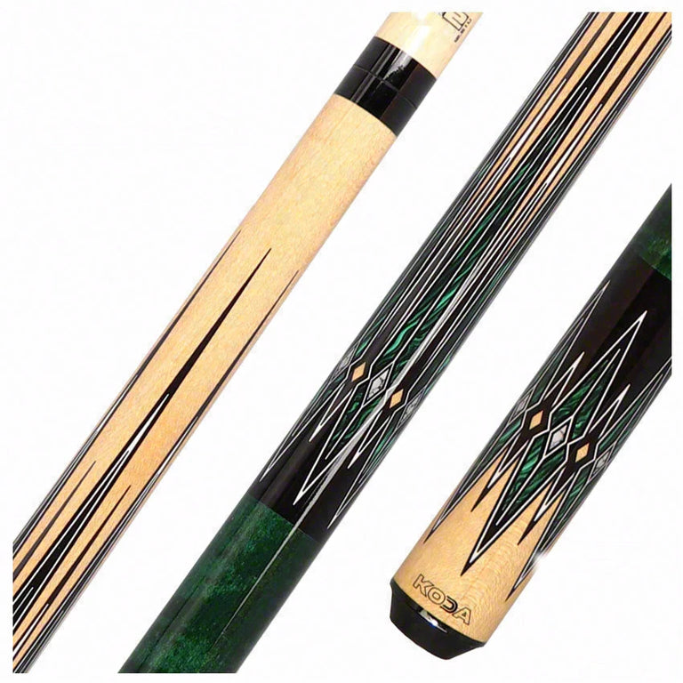 K2 KL180 8 Point Natural/Green/Black Graphic Pool Cue with 12.50mm LD Shaft - KL180