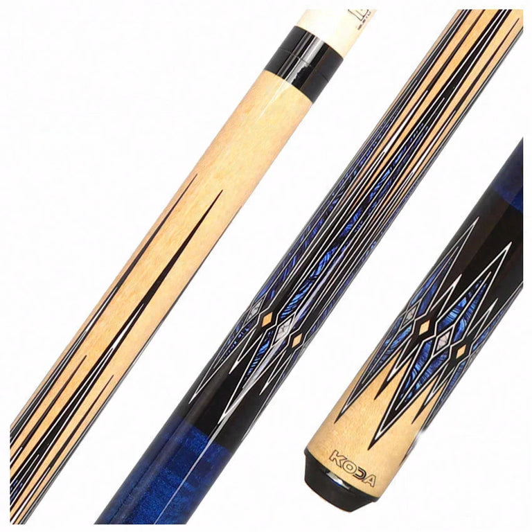 K2 KL181 8 Point Blue, Black, and Natural Graphic Pool Cue with 12.50mm LD Shaft - KL181
