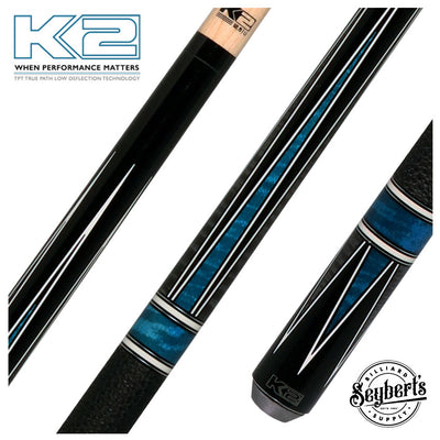 K2 Black/Gray/Blue 4 Point Graphic Pool Cue with 12.50mm LD Shaft - KL190BL