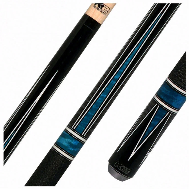 K2 Black/Gray/Blue 4 Point Graphic Pool Cue with 12.50mm LD Shaft - KL190BL