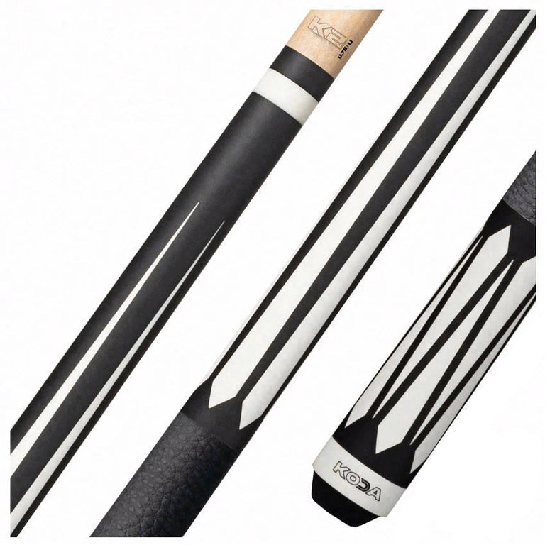 K2 KL191 6 Point Black and White Graphic Pool Cue with 11.75mm LD Shaft - KL191