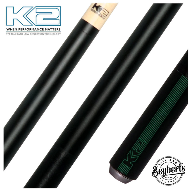 K2 Black/Green Sport Pool Cue with 12.50mm LD Shaft