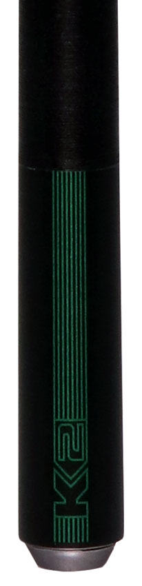 K2 Black/Green Sport Pool Cue with 12.50mm LD Shaft
