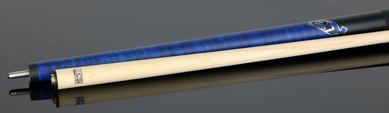 K2 Matte Blue-Stained Maple Play Cue with Leather Wrap and 11.75mm LD Shaft - KLCBL