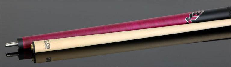 K2 Matte Pink-Stained Maple Play Cue with Leather Wrap and LD 11.75mm Shaft - KLCPK