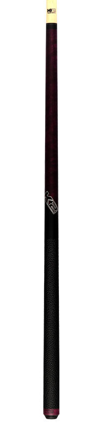 K2 Matte Purple-Stained Maple Play Cue with Leather Wrap and 12.50mm LD Shaft - KLCPL