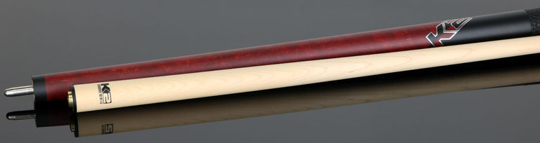 K2 Matte Red-Stained Maple Play Cue with Leather Wrap and 12.50mm LD Shaft - KLCRD