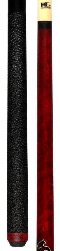 K2 Matte Red-Stained Maple Play Cue with Leather Wrap and 12.50mm LD Shaft - KLCRD