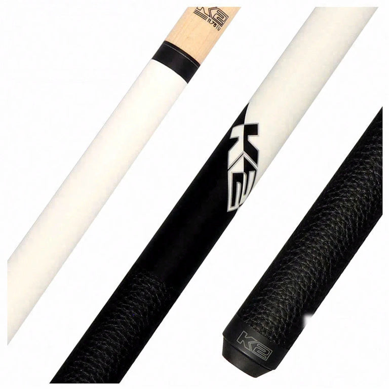 K2 Matte White Play Cue with Leather Wrap and LD 11.75mm Shaft - KLCWH