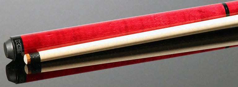 K2 Black with Red Curly Maple 6 in 1 No Wrap Break/Jump Pool Cue