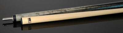 K2 Matte Gray-Stained Maple and Blue Points No Wrap Graphic Pool Cue with 12.50mm LD Shaft - KLLE1N