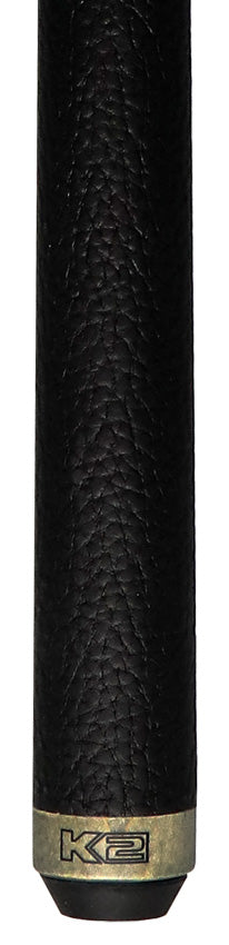 K2 Matte Gray-Stained Maple and Blue Points Leather Wrap Pool Cue