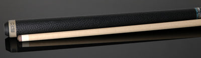 K2 Matte Gray-Stained Maple and Blue Points Leather Wrap Pool Cue with 11.75 LD Shaft - KLLE1W