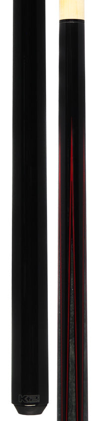 K2 Black with Gray/Red Points No Wrap Graphic Pool Cue with 12.50mm LD Shaft - KLLE2N