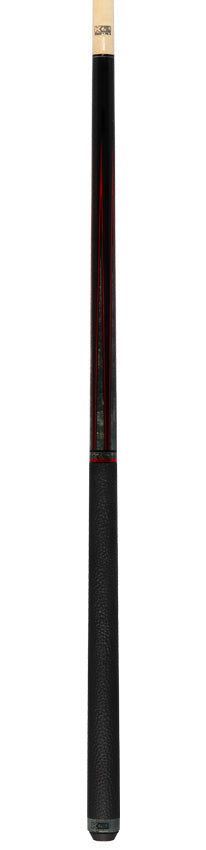 K2 Black Painted Maple and Gray/Red Points Graphic Leather Wrap Pool Cue with 11.75mm LD Shaft - KLLE2W