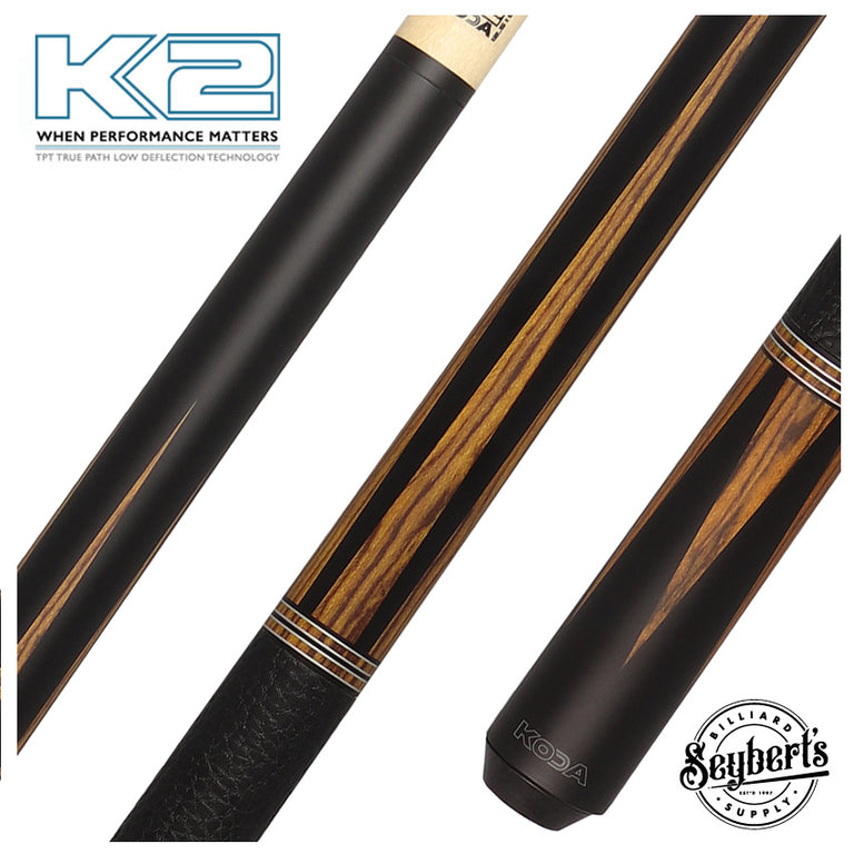 K2 KLSE10 Play Cue - 6 Point Black and Bocote With 12.50mm LD Shaft