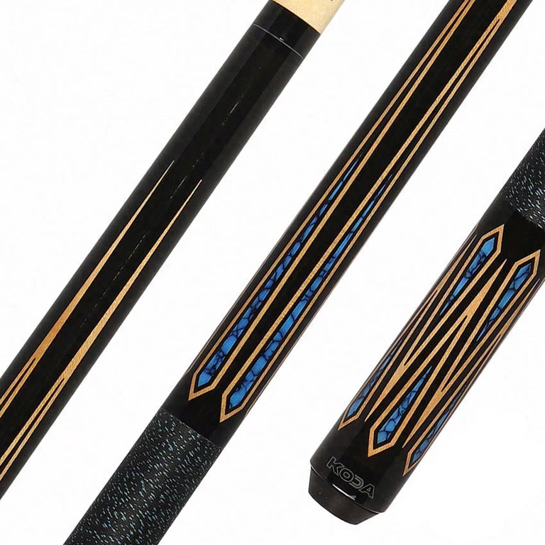 K2  6 Point Black with Turquoise Inlays Pool Cue with 12.5mm LD Shaft - KLSE11