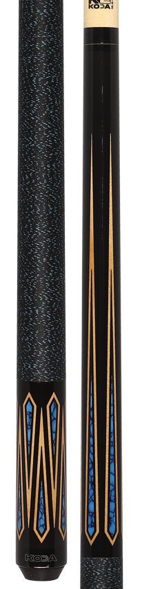 K2 KLSE11 Play Cue - 6 Point Black with Turqouise Inlays and 12.50mm LD Shaft