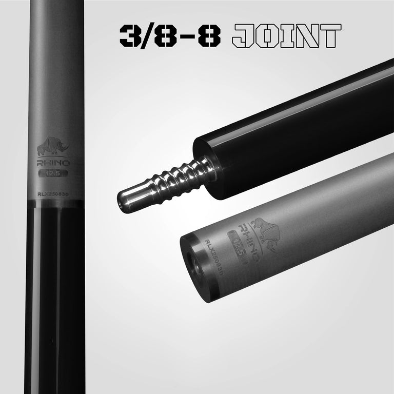 Rhino Luminax Series Jet Black No Wrap Pool Cue - RCLUMNWBK125