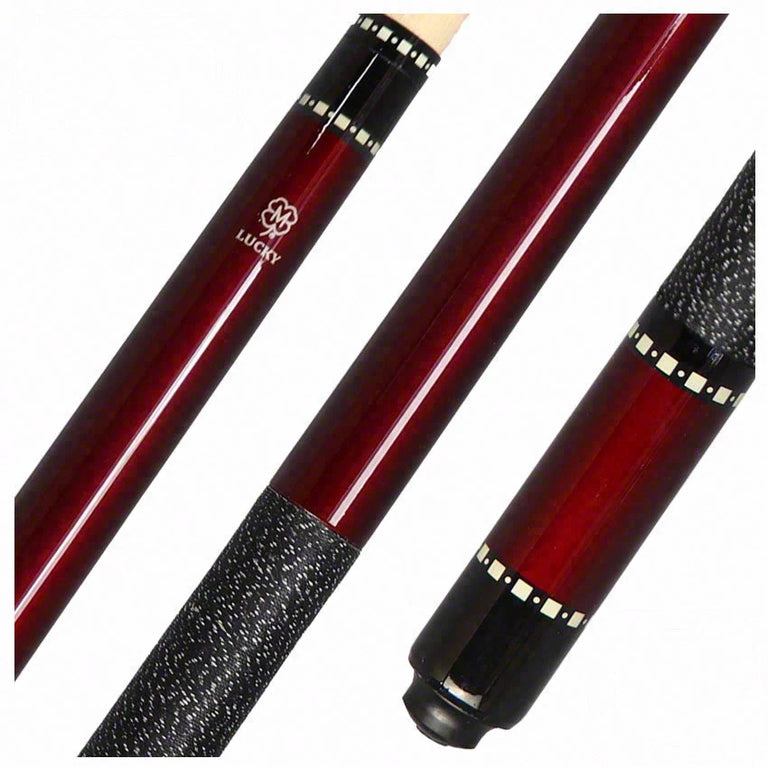 Lucky Red Pool Cue with Linen Wrap - L10