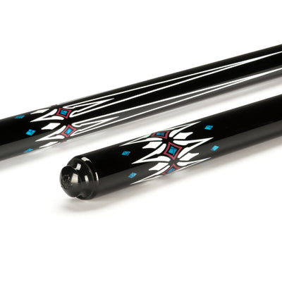 Lucky Black with Blue and White Graphic No Wrap Play Cue