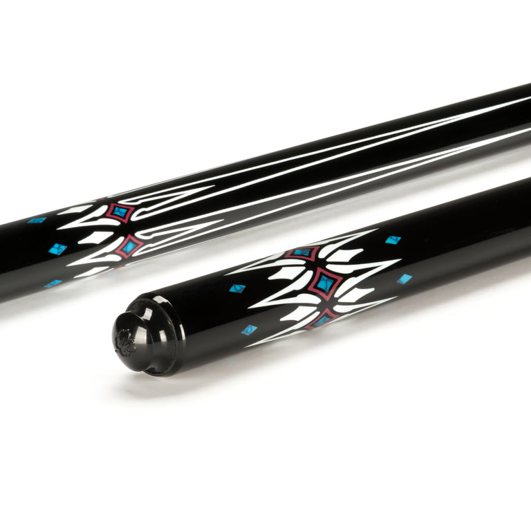 Lucky Black with Blue and White Graphic No Wrap Play Cue