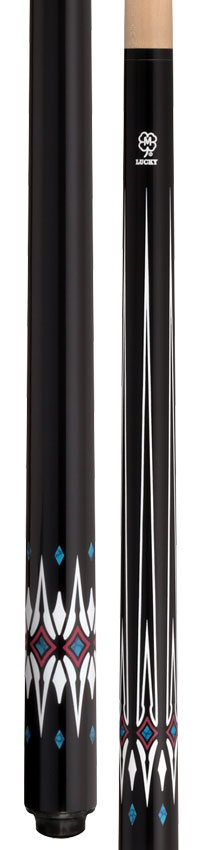 Lucky Black with Blue and White Graphic No Wrap Play Cue