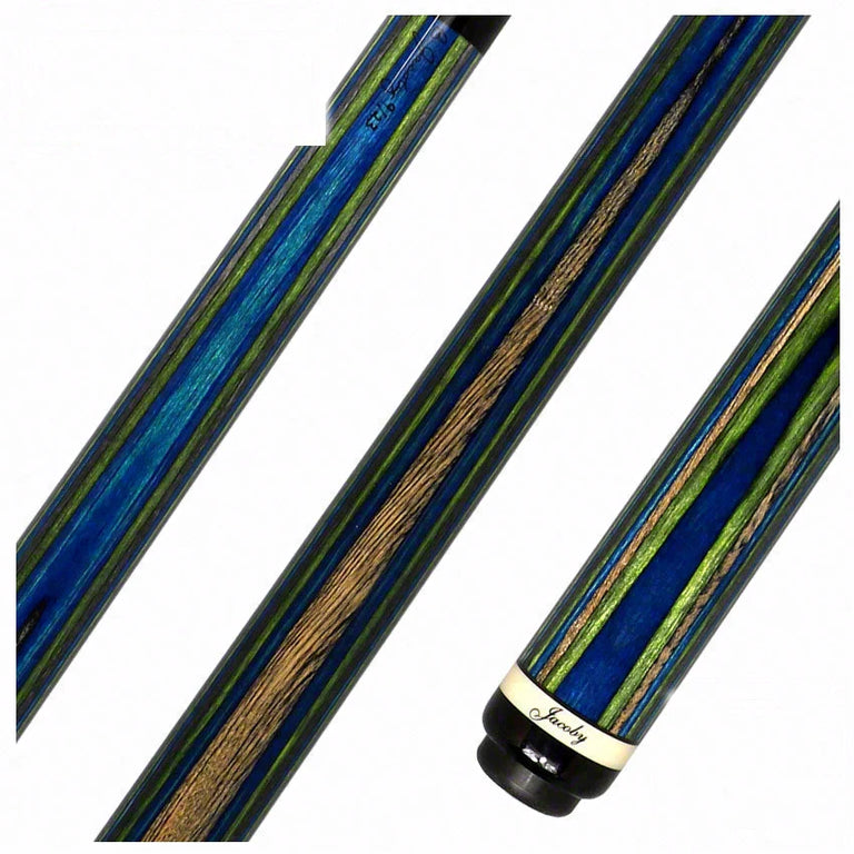 Jacoby Blue Green and Grey Laminated Pool Cue - LAMBLGNGY