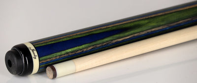 Jacoby Blue Green and Grey Laminated Pool Cue - LAMBLGNGY