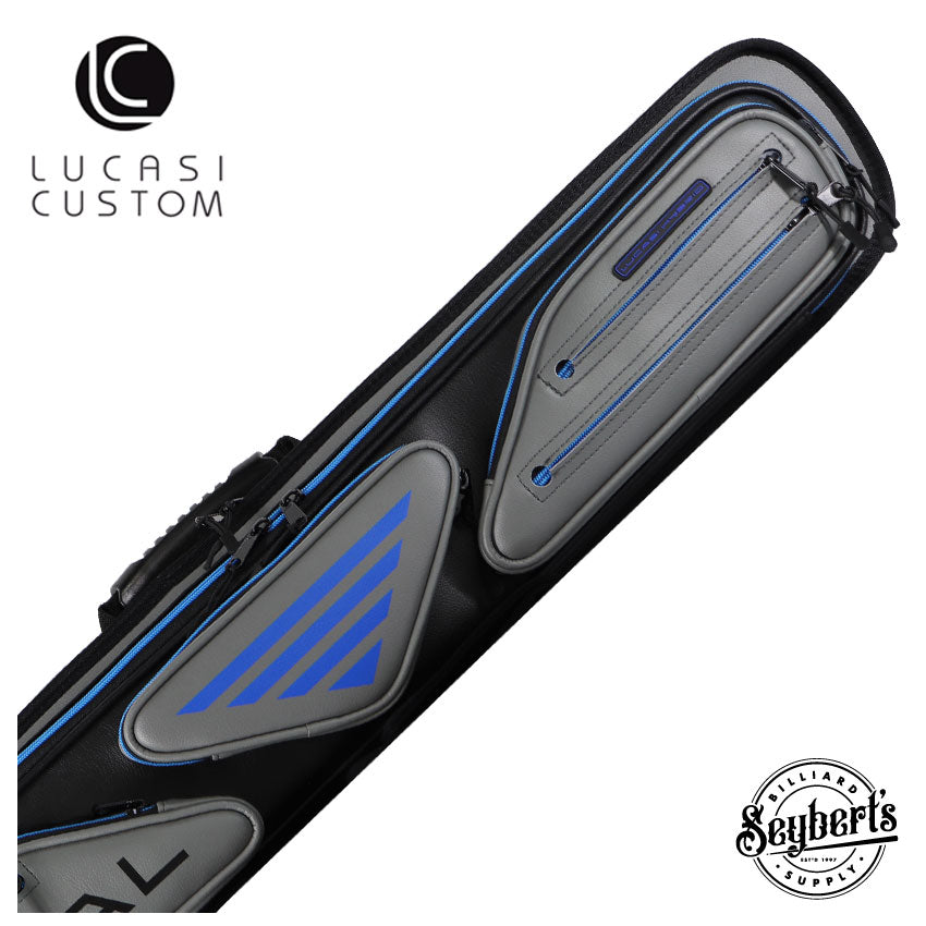 Lucasi Hybrid Rival Grey and Blue 3x4 Soft Pool Cue Case - LC348W