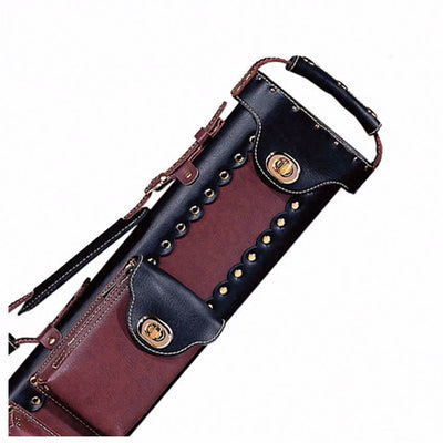 Instroke Leather Cowboy Black/Chestnut 2x4 Pool Cue Case - LC2X4BC