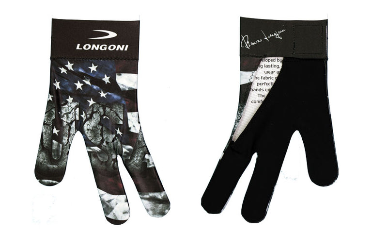 Longoni Left Hand Billiard Glove - Stone American Flag